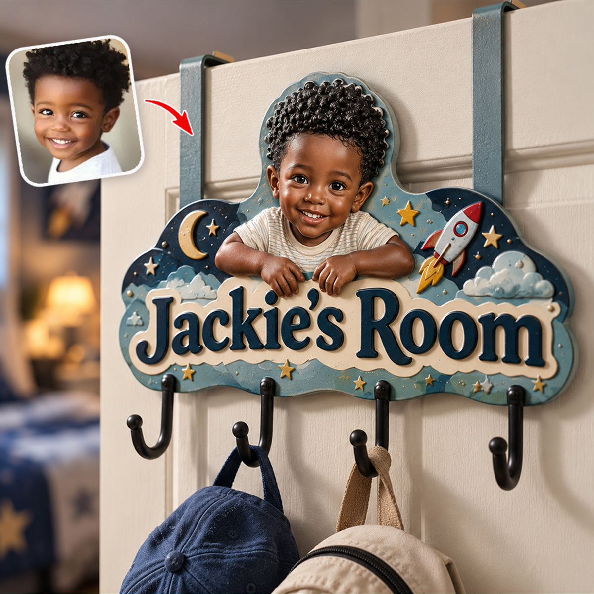 My Happy Place - Personalized Kid Metal Door Hooks