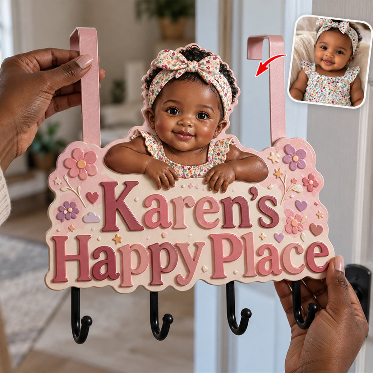My Happy Place - Personalized Kid Metal Door Hooks