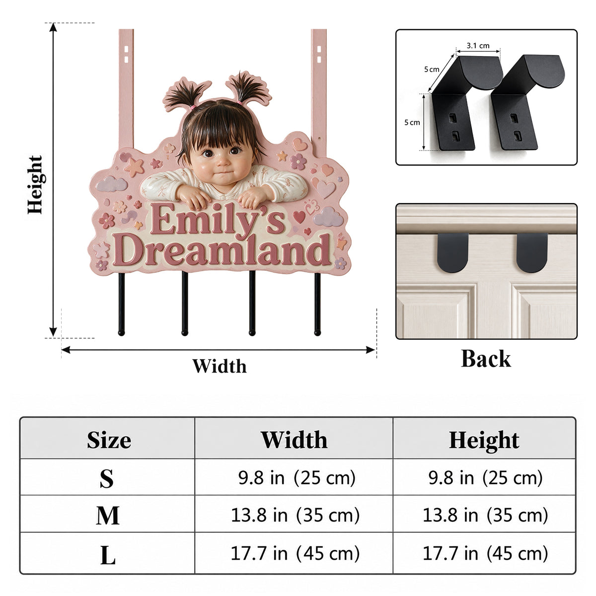 My Happy Place - Personalized Kid Metal Door Hooks
