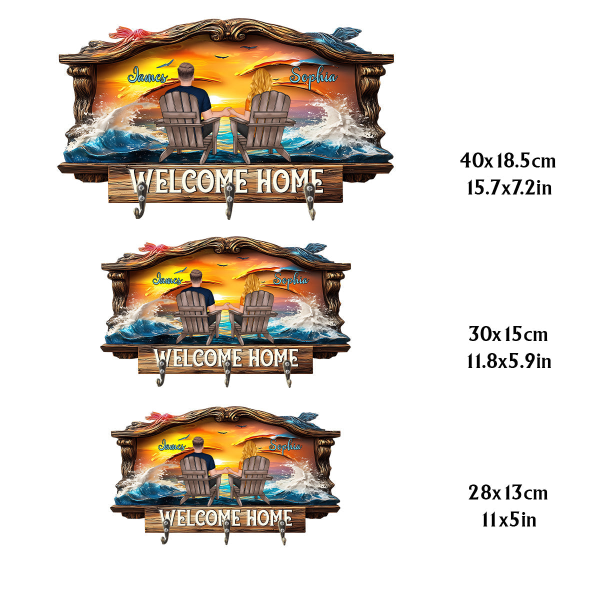 Welcome Home - Personalized Couple Custom Shaped Key Rack