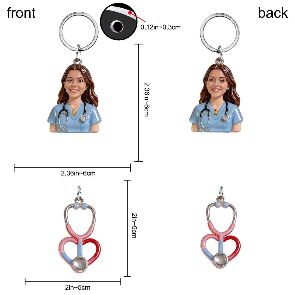 Custom Any Photo - Personalized Nurse Keychain With Charms