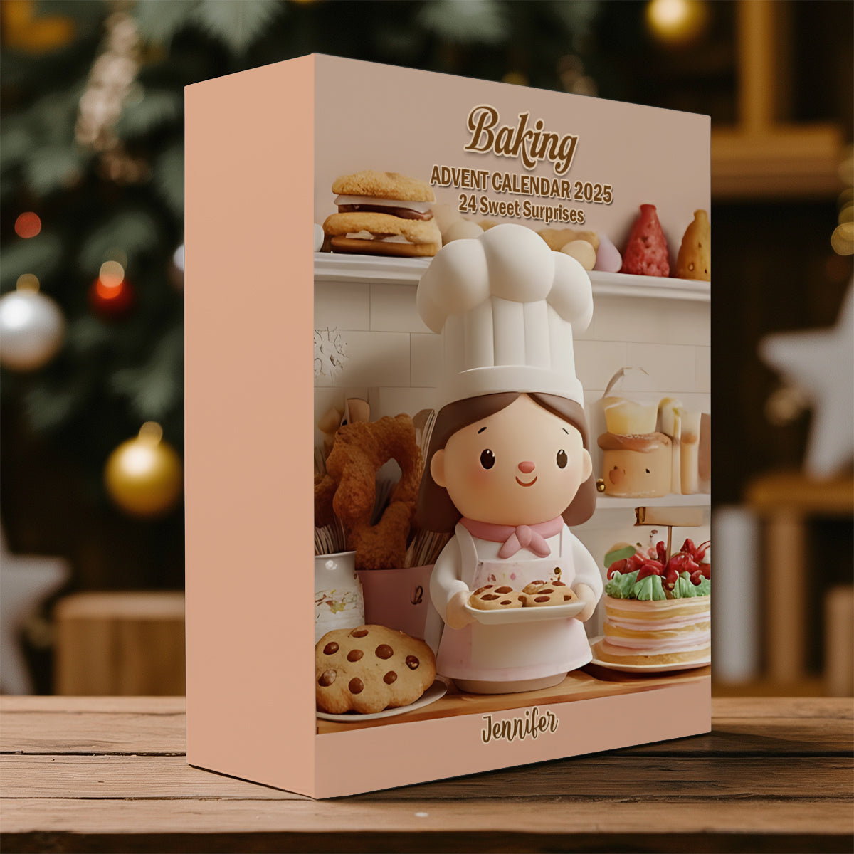 Love Baking - Personalized Baking Folded Advent Calendar With Ornaments