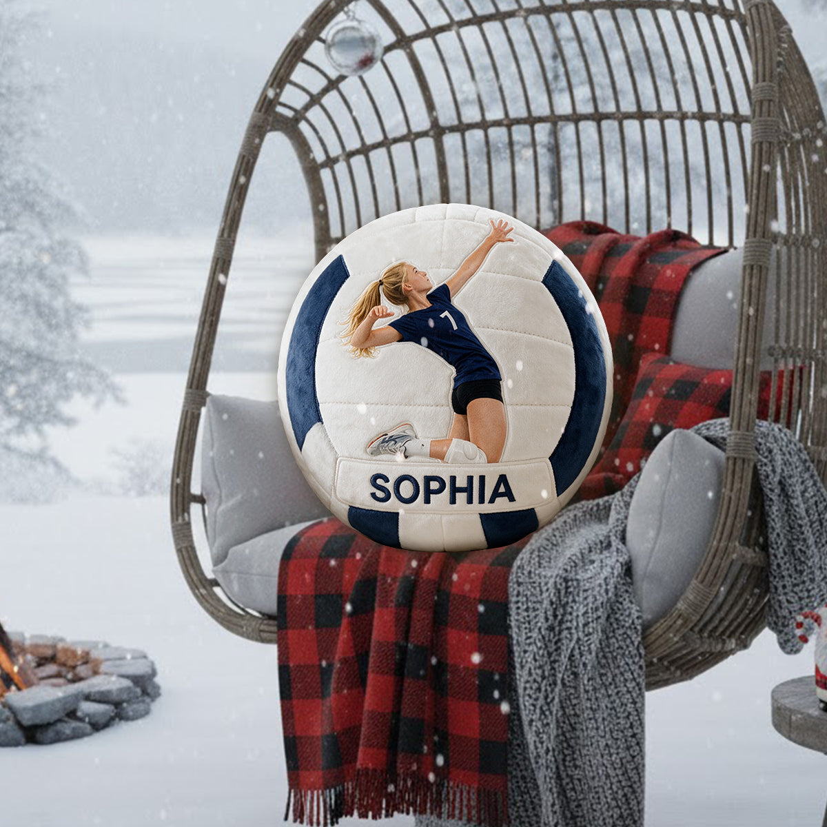 Any Sport, Any Photo - Personalized Football Premium Faux Fur Pillow