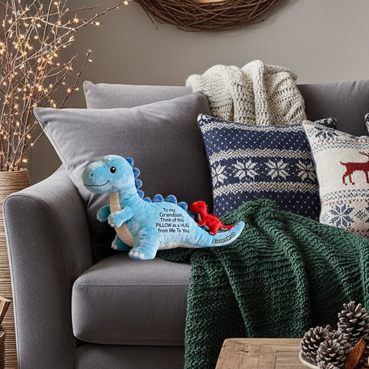 To my Grandson - Personalized Kid Faux Fur Shaped Pillow