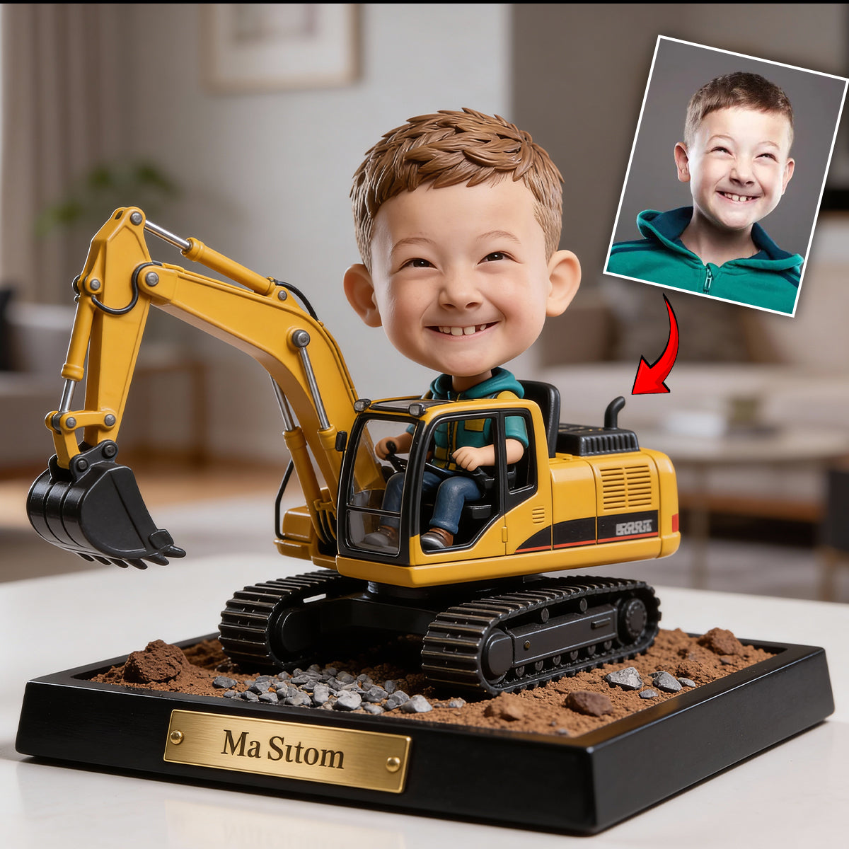 Excavator Tractor, Construction Theme - Personalized Custom Shaped Acrylic Plaque