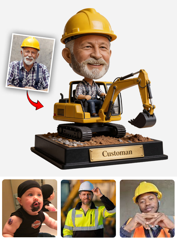 Excavator Tractor, Construction Theme - Personalized Custom Shaped Acrylic Plaque