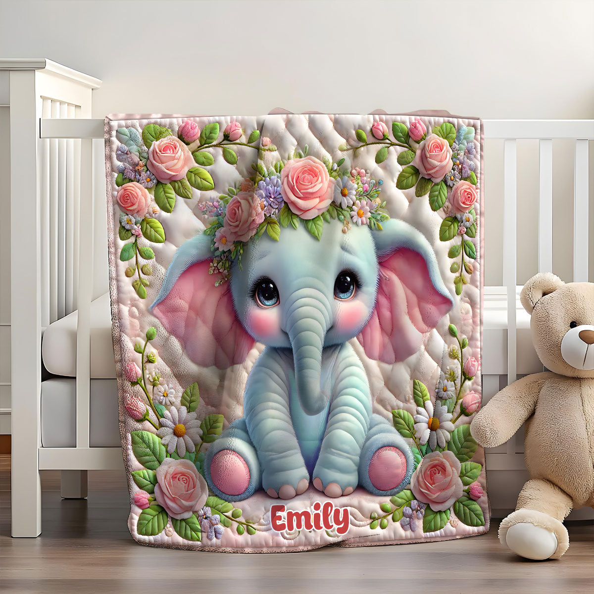 Adorable Elephant - Personalized Elephant Blanket