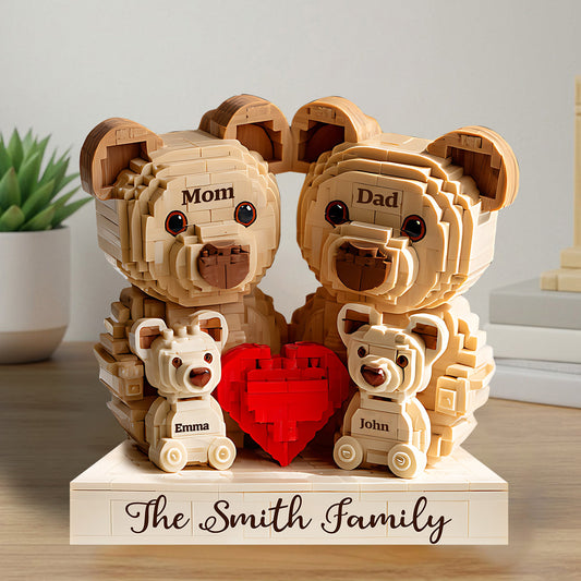 Lovely Bear Family - Personalized Family Custom Shaped Wood Plaque