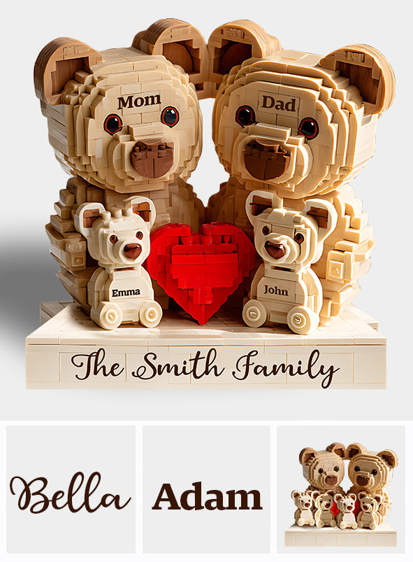 Lovely Bear Family - Personalized Family Custom Shaped Wood Plaque