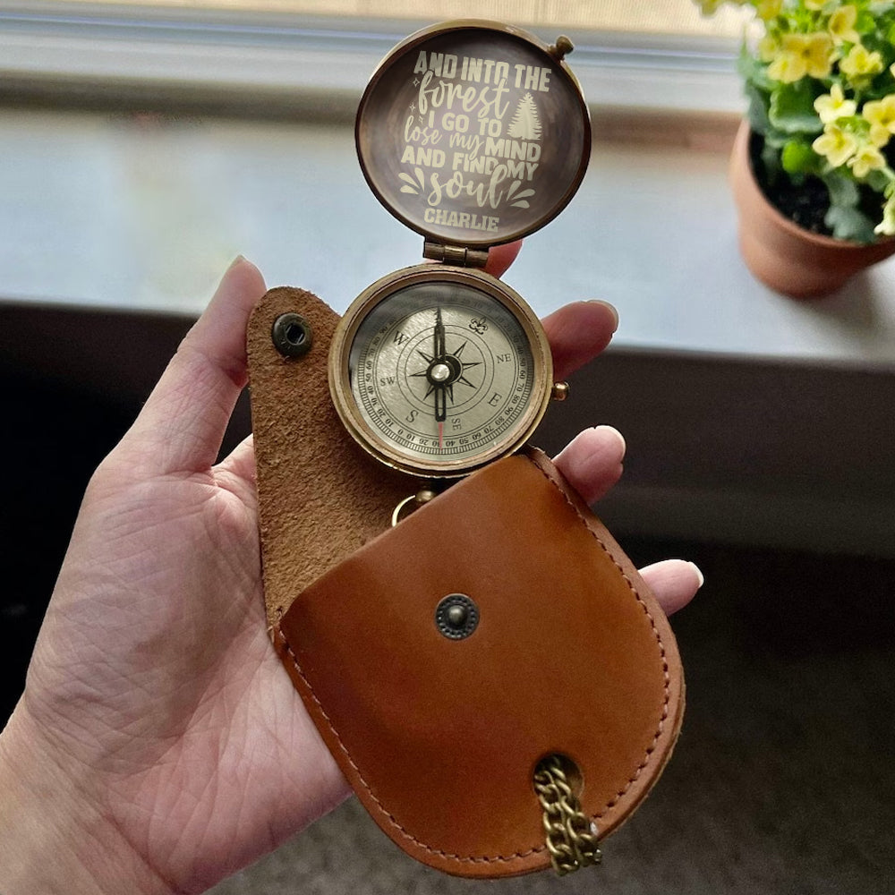 And Into The Forest I Go Camping Bear - Personalized Camping Compass