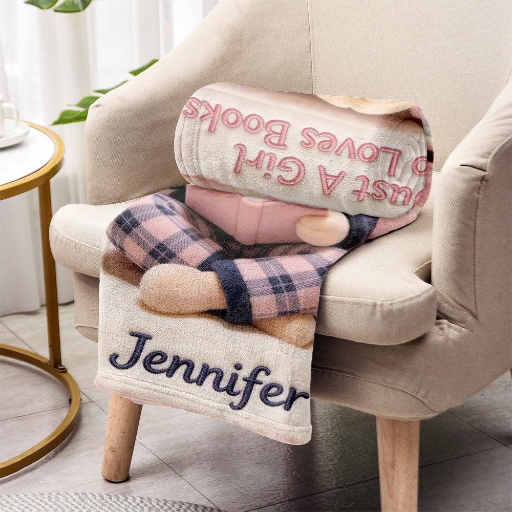 Just A Girl Who Loves Books - Personalized Book Blanket