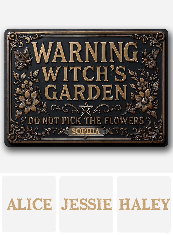 Witch's Garden - Personalized Witch Rectangle Metal Sign
