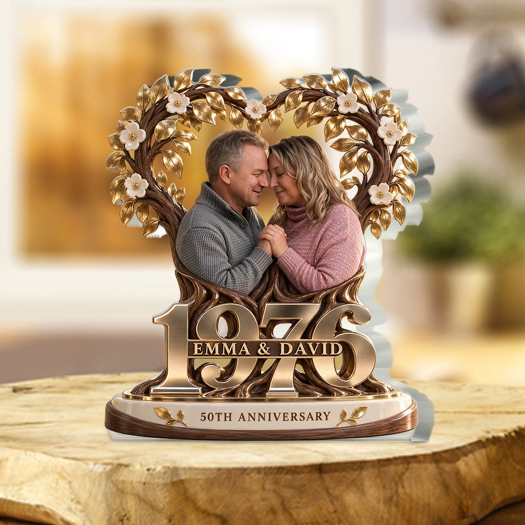 Personalized Couple Gift, Romantic Anniversary Figurine for Husband Wife with Names and Date, Boyfriend Girlfriend Gift - Personalized Couple Custom Shaped Acrylic Plaque