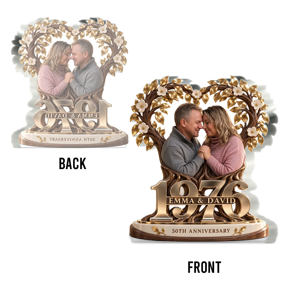Personalized Couple Gift, Romantic Anniversary Figurine for Husband Wife with Names and Date, Boyfriend Girlfriend Gift - Personalized Couple Custom Shaped Acrylic Plaque
