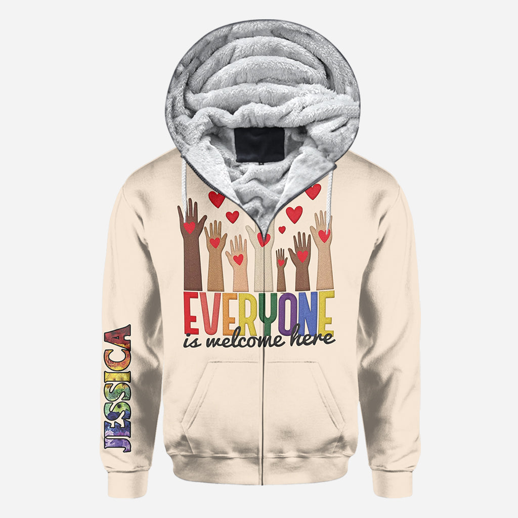 Everyone is Welcome Here - Personalized Teacher All Over Shirt