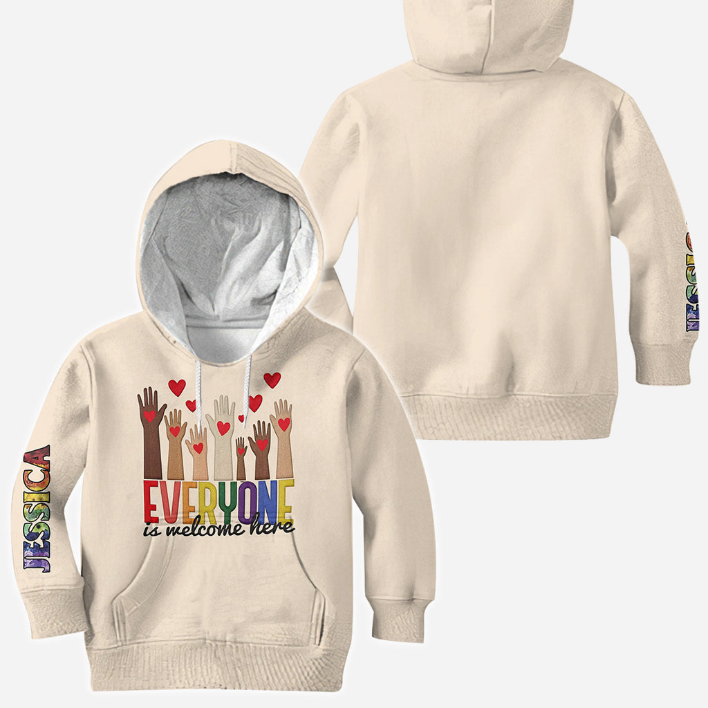 Everyone is Welcome Here - Personalized Teacher All Over Shirt