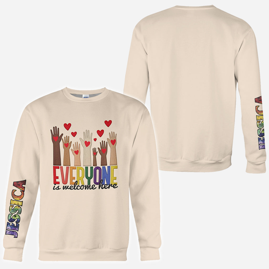 Everyone is Welcome Here - Personalized Teacher All Over Shirt