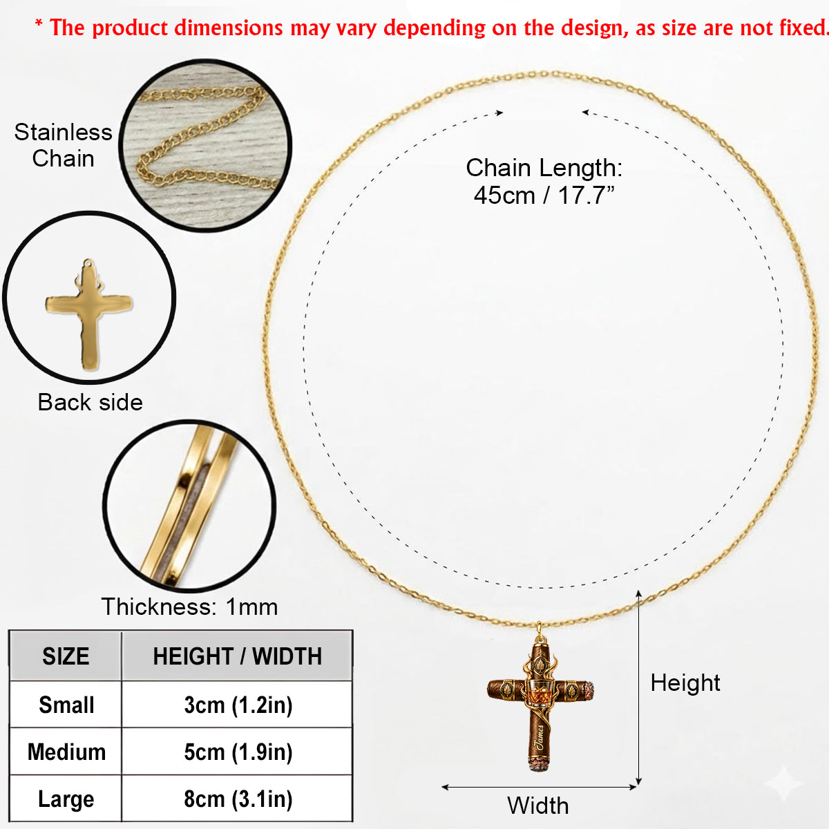Faith, Whiskey & Cigars - Personalized Whisky Shaped Metal Pendant Necklace