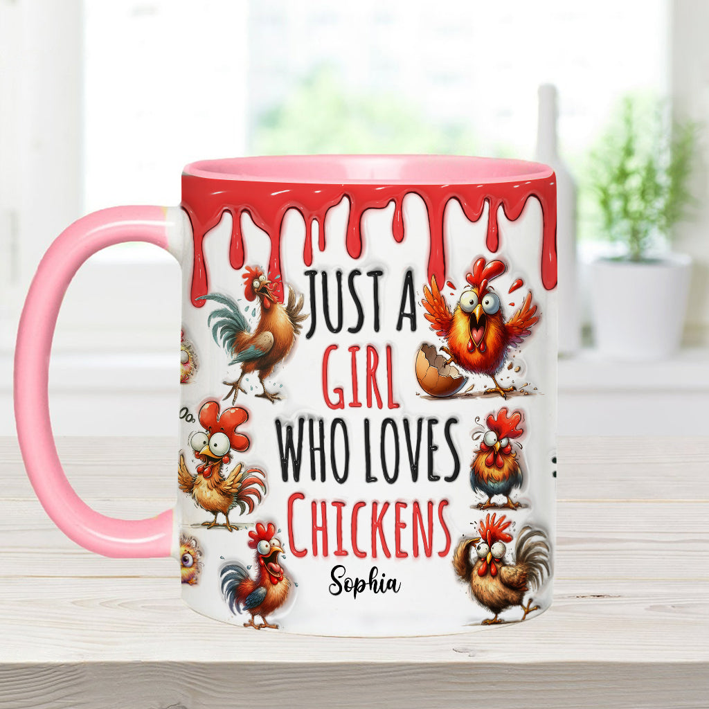 Just A Girl Who Loves Chickens - Personalized Chicken Accent Mug