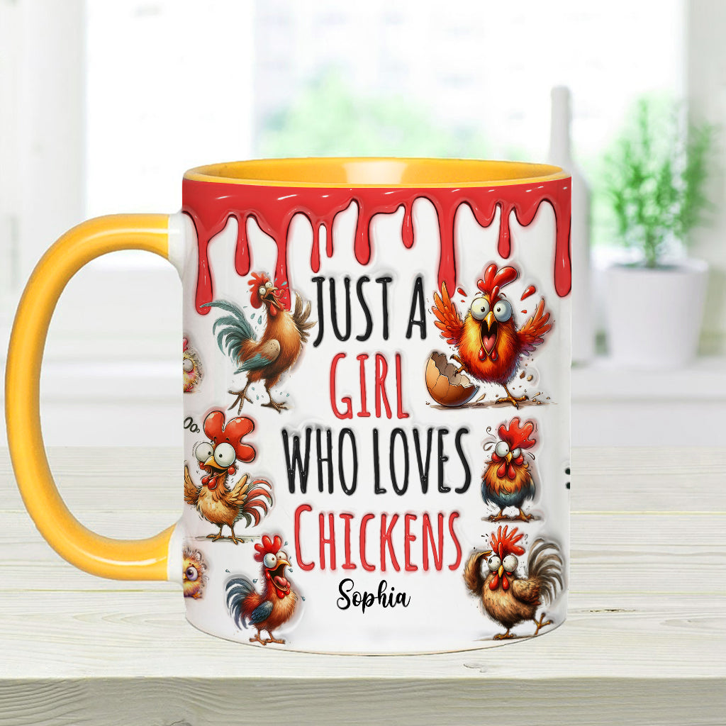 Just A Girl Who Loves Chickens - Personalized Chicken Accent Mug