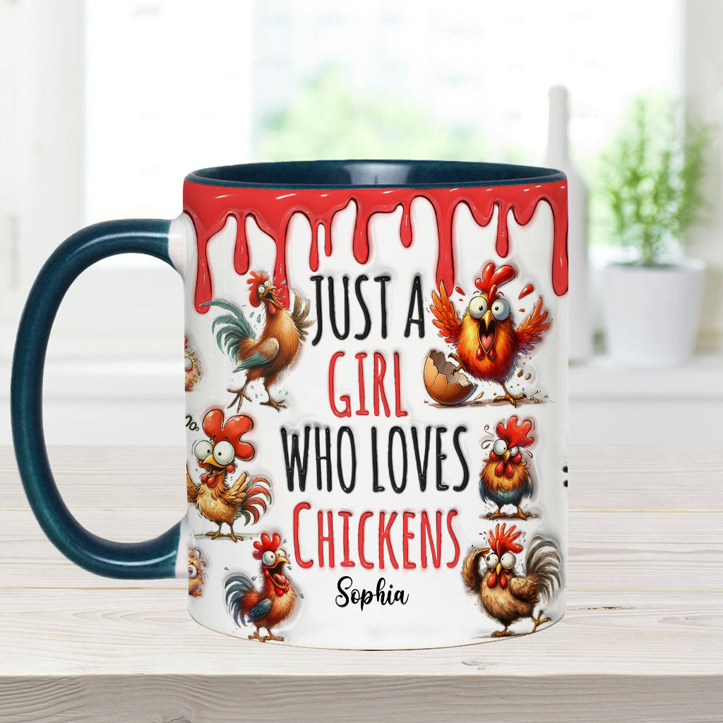 Just A Girl Who Loves Chickens - Personalized Chicken Accent Mug