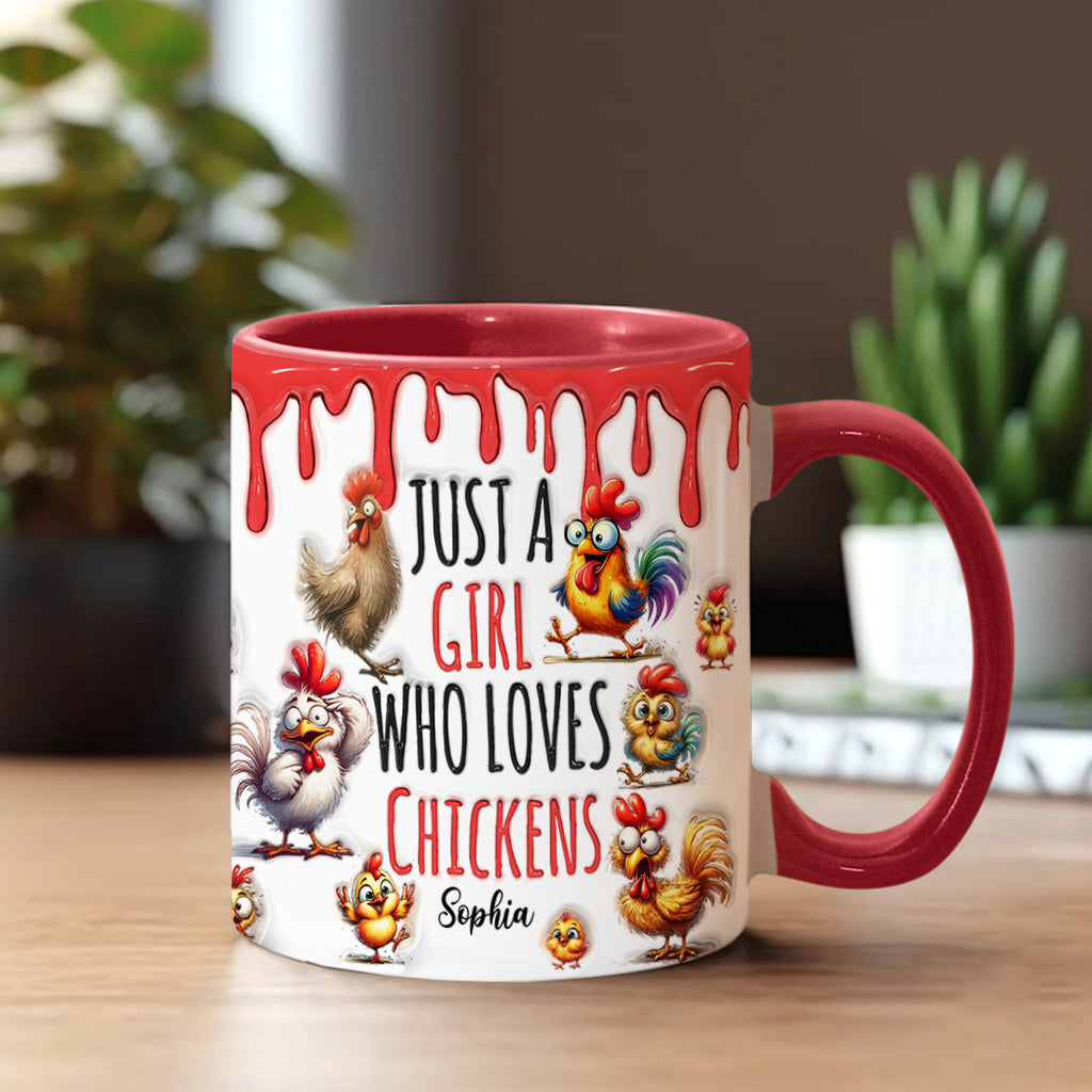 Just A Girl Who Loves Chickens - Personalized Chicken Accent Mug