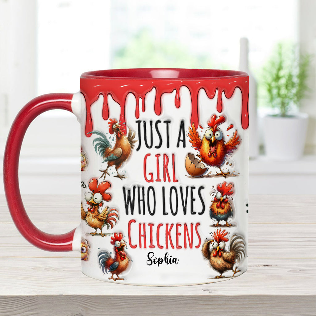Just A Girl Who Loves Chickens - Personalized Chicken Accent Mug