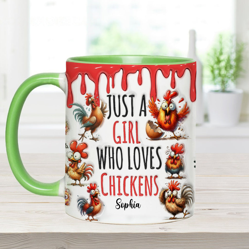 Just A Girl Who Loves Chickens - Personalized Chicken Accent Mug