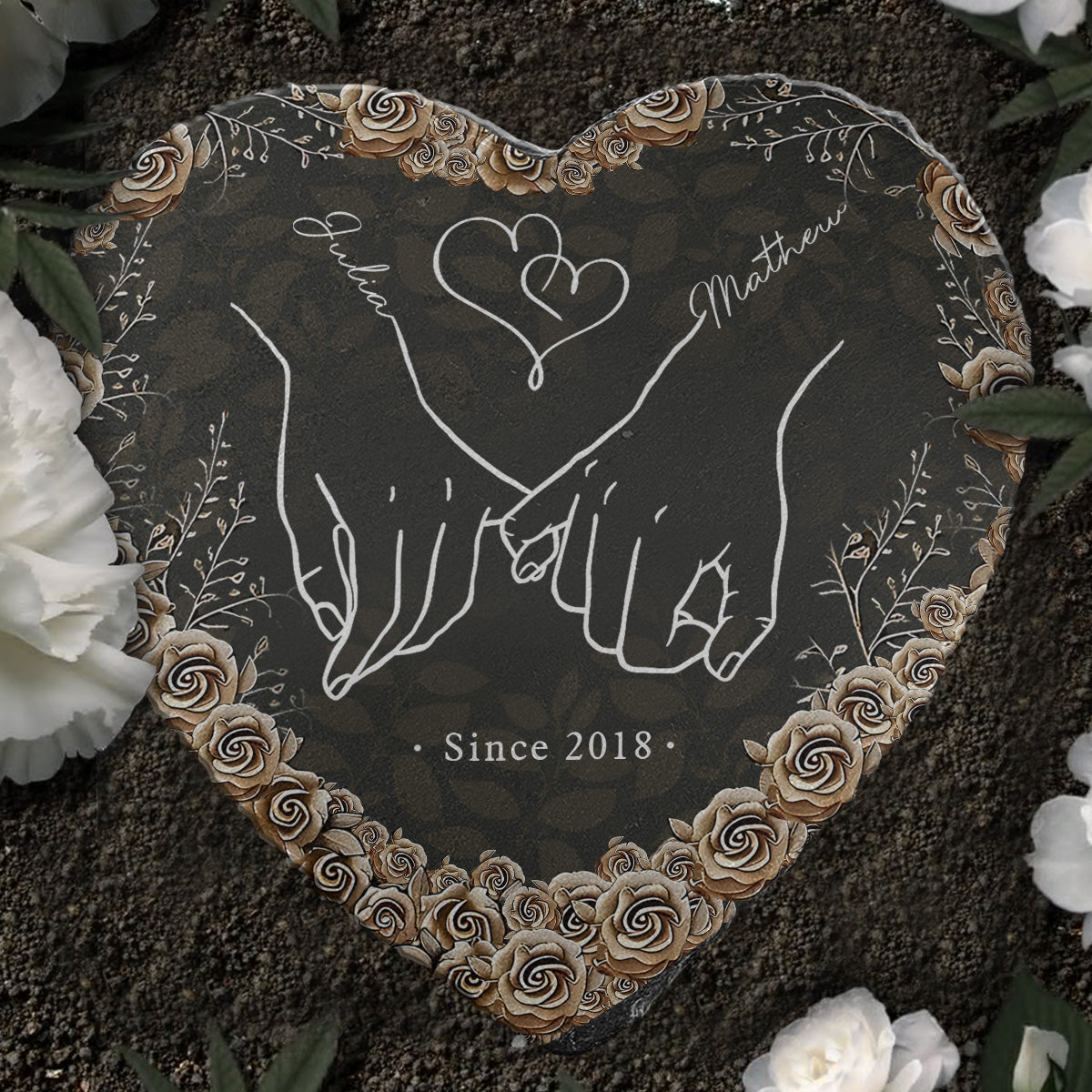 From Our First Kiss - Personalized Couple Heart Shaped Stone