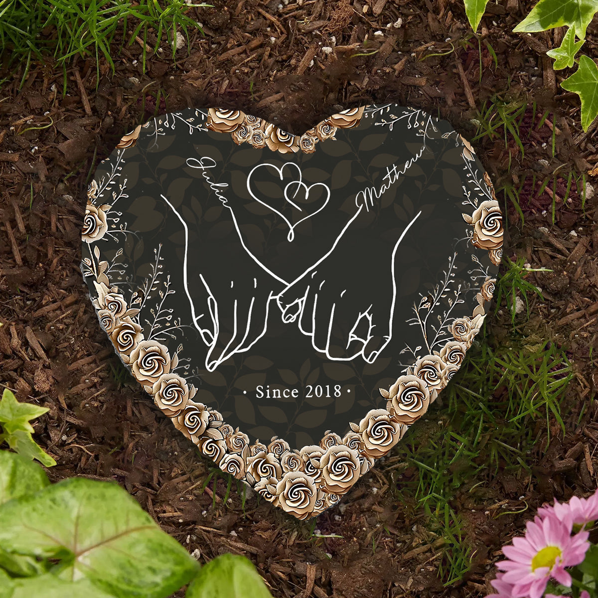 From Our First Kiss - Personalized Couple Heart Shaped Stone