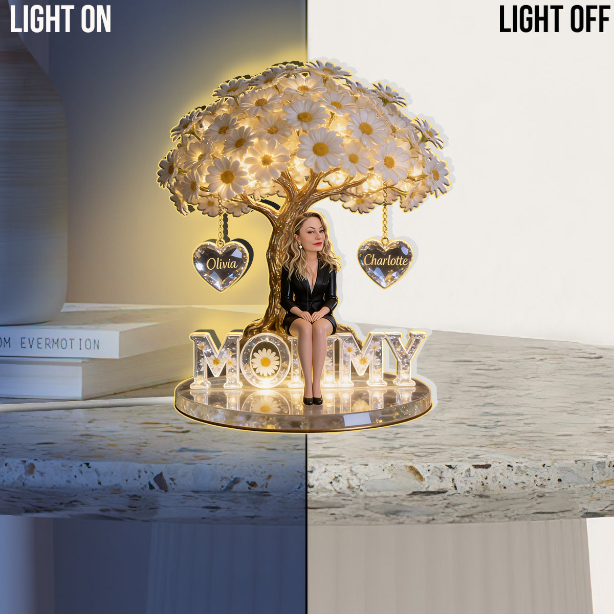 Custom Any Photo & Birthmonth Flower - Personalized Mother Acrylic LED Night Light