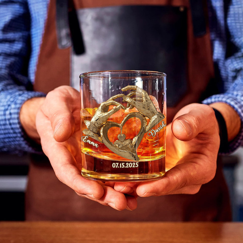 Anniversary Gift For Him/ Her - Personalized Couple Whiskey Glass