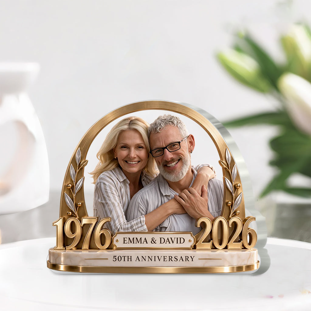 Couple Custom Gift, Romantic Anniversary Gift for Husband and Wife, Custom Couple Gift with Name and Date - Personalized Couple Custom Shaped Acrylic Plaque