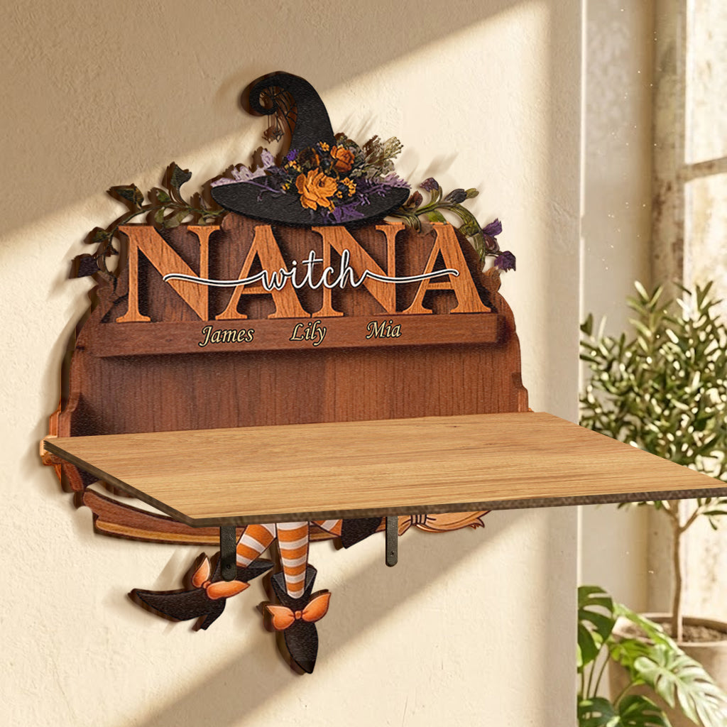 Grandma Witch - Personalized Witch Wooden Floating Shelf