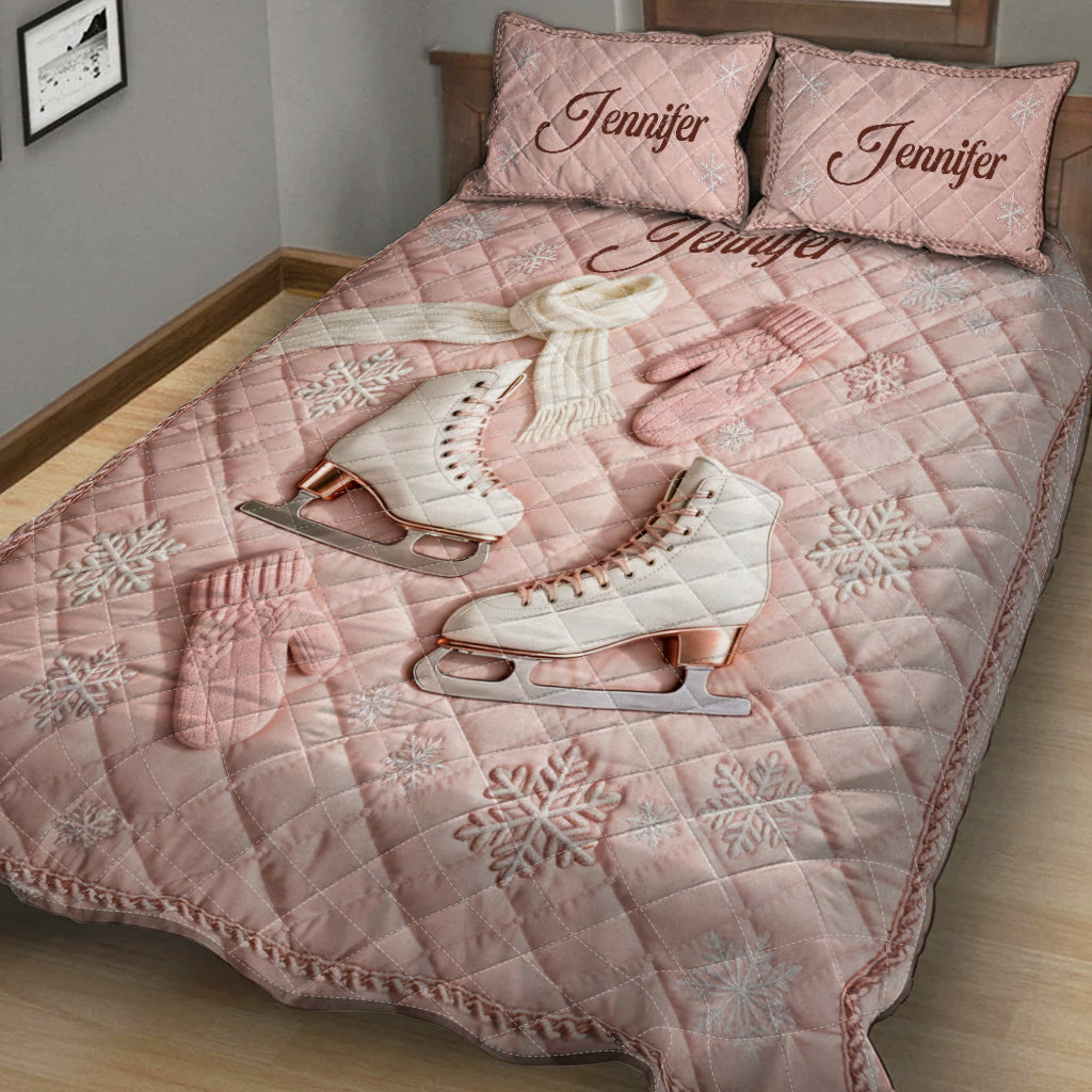 Ice Skating - Personalized Ice Skating Quilt Set