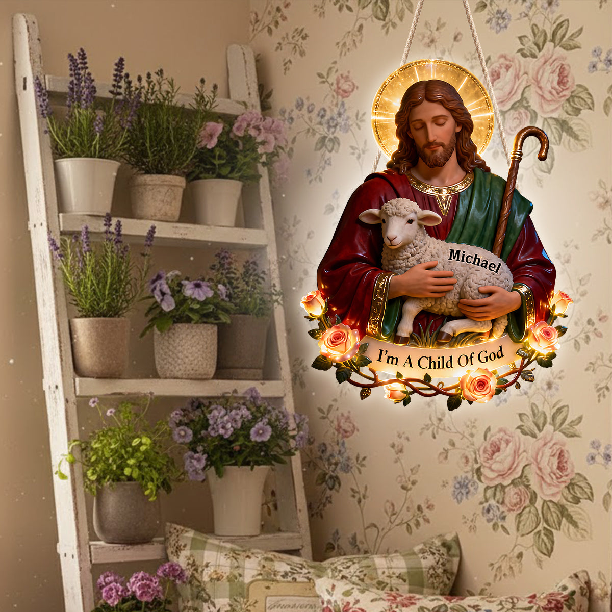 Lamb of Grace - Personalized Christian LED Light Acrylic Sign