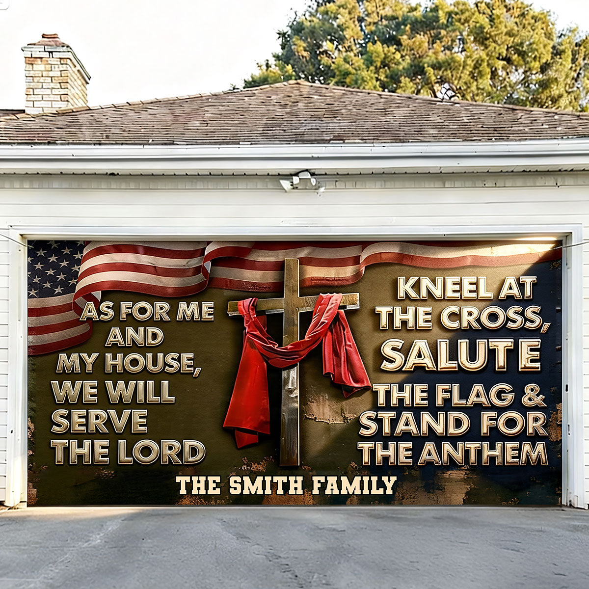 As For Me And My House - Personalized Christian Garage Door Banner