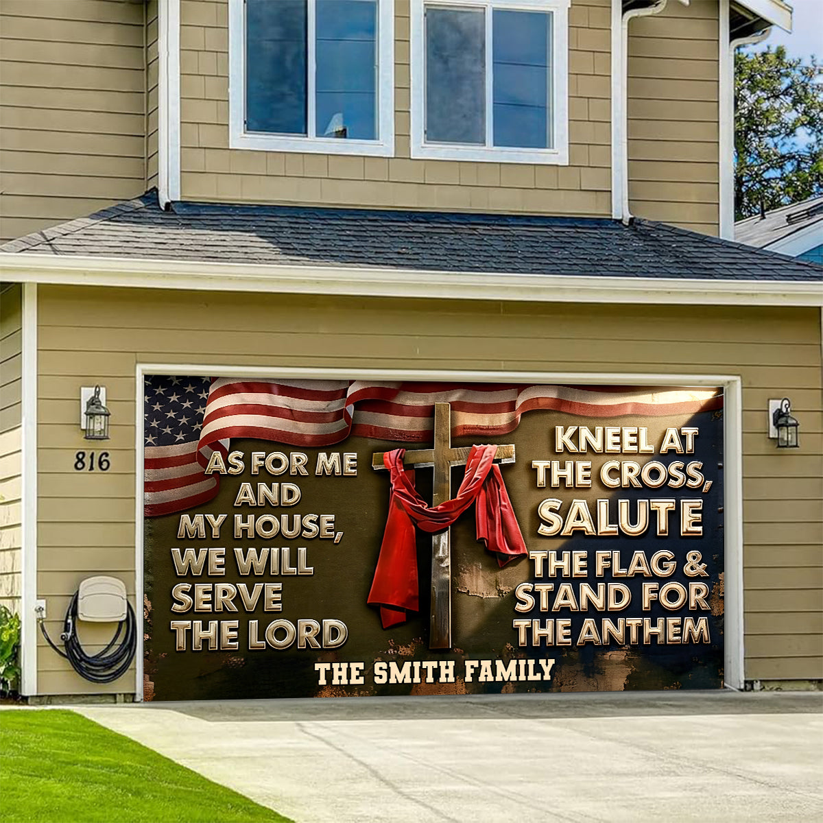 As For Me And My House - Personalized Christian Garage Door Banner