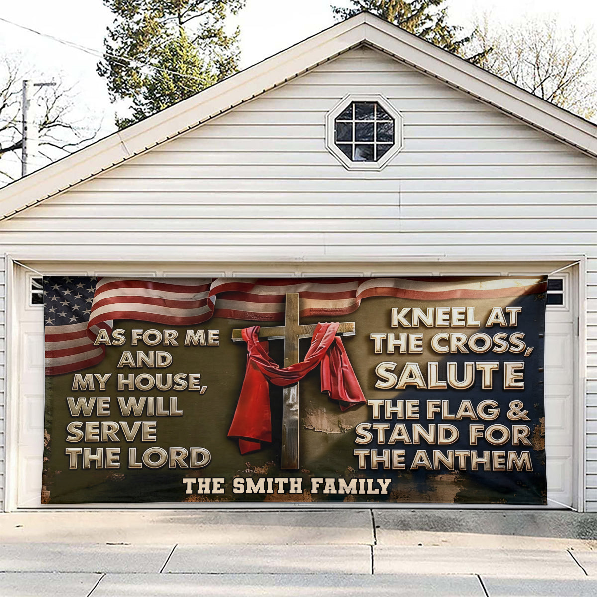 As For Me And My House - Personalized Christian Garage Door Banner