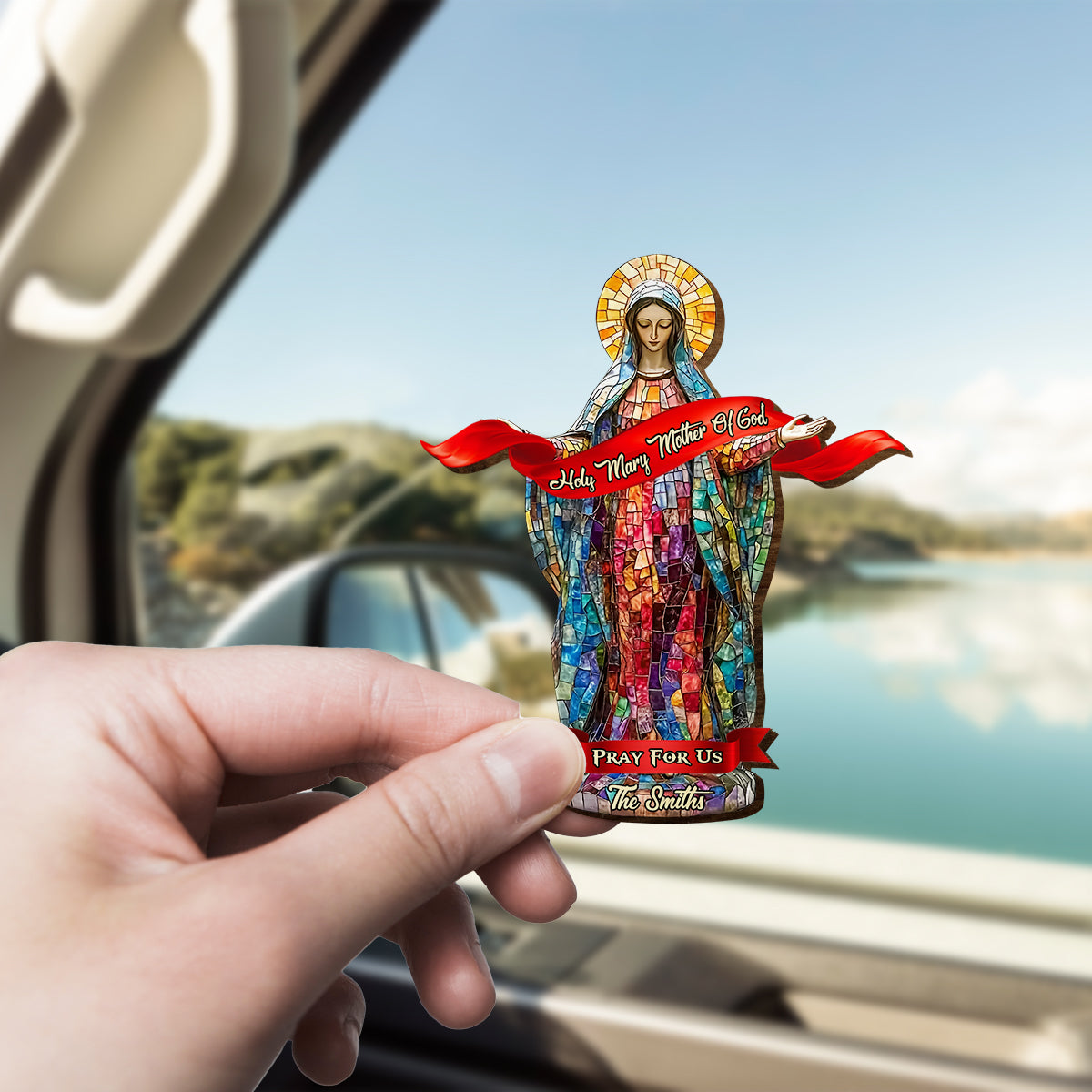 Pray For Us - Personalized Christian Shaped Car Visor Clip