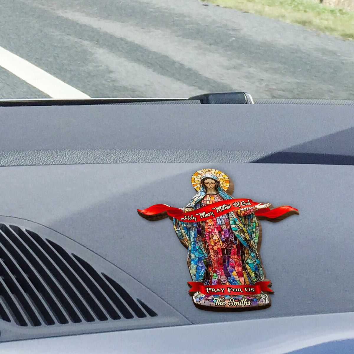 Pray For Us - Personalized Christian Shaped Car Visor Clip