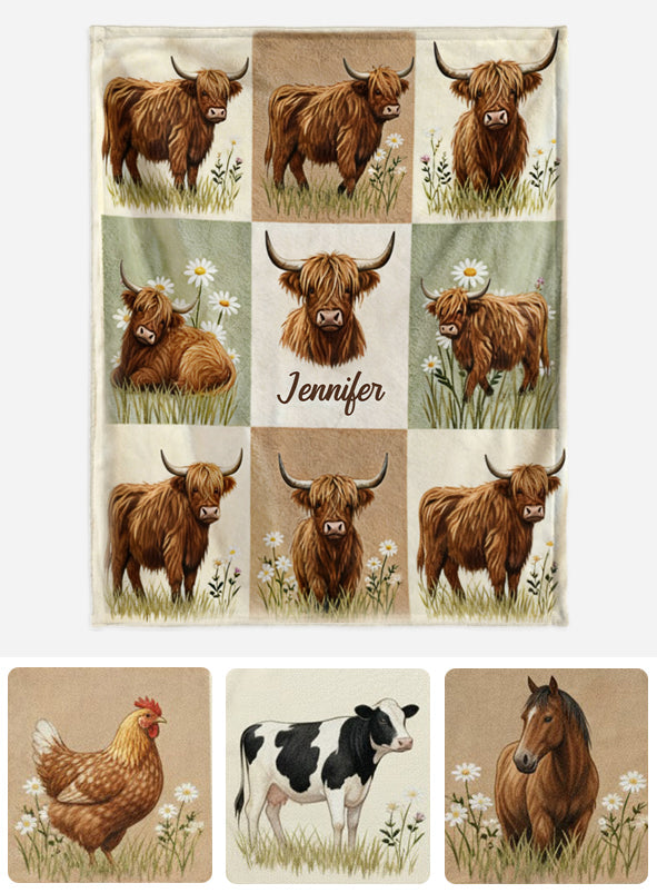 Farmer Life - Personalized Highland Cow Blanket