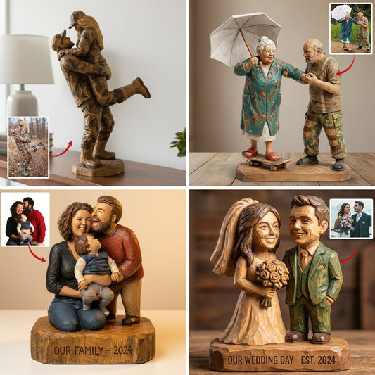 Wooden Couple - Personalized Couple Custom Shaped Acrylic Plaque