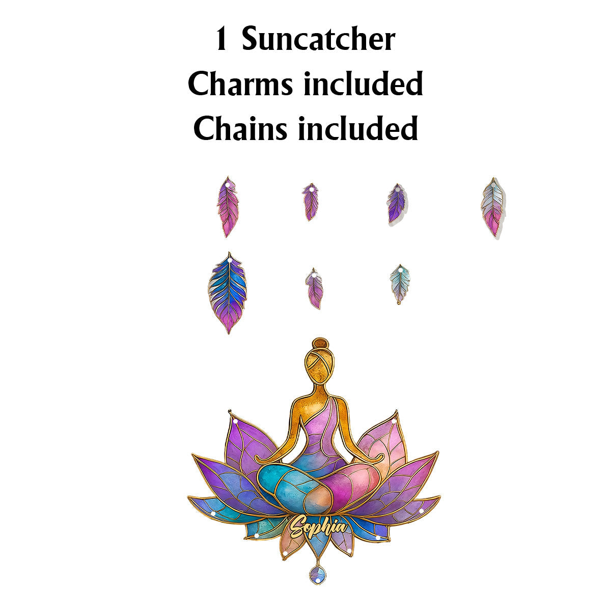 Meditation Time - Personalized Yoga Window Hanging Suncatcher With Charms