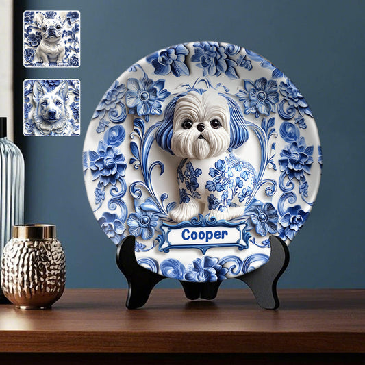 Cute Dog - Personalized Dog Ceramic Round Plate