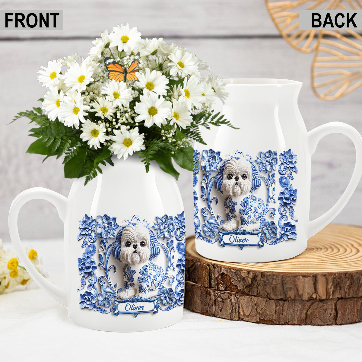 Cute Dog Shih Tzu - Personalized Dog Ceramic Flower Vase