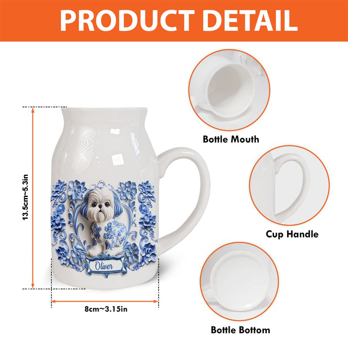 Cute Dog Shih Tzu - Personalized Dog Ceramic Flower Vase