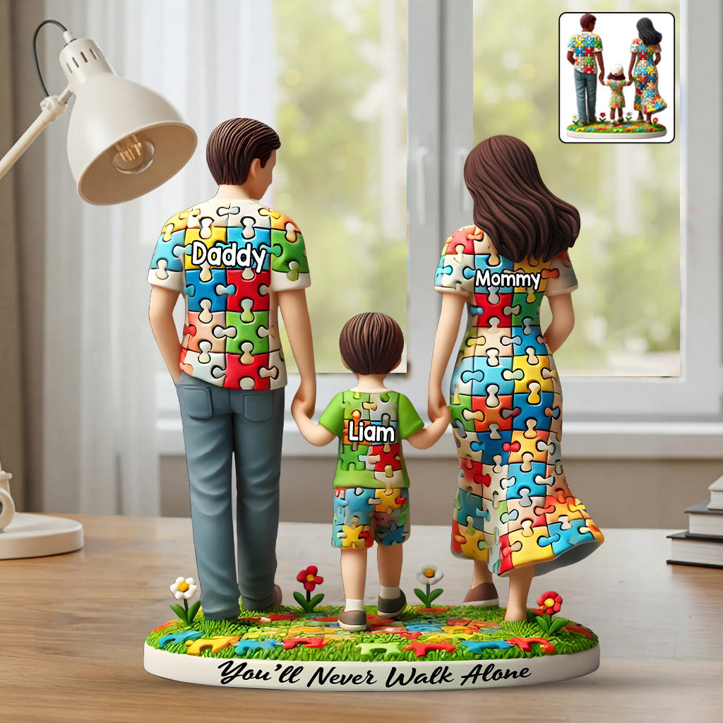 You'll Never Walk Alone - Personalized Autism Awareness Custom Shaped Acrylic Plaque