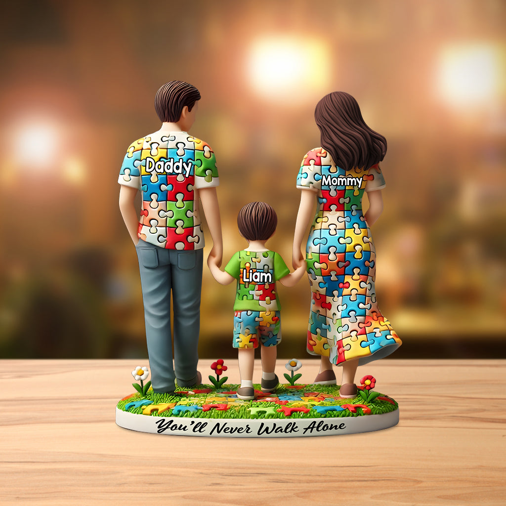 You'll Never Walk Alone - Personalized Autism Awareness Custom Shaped Acrylic Plaque