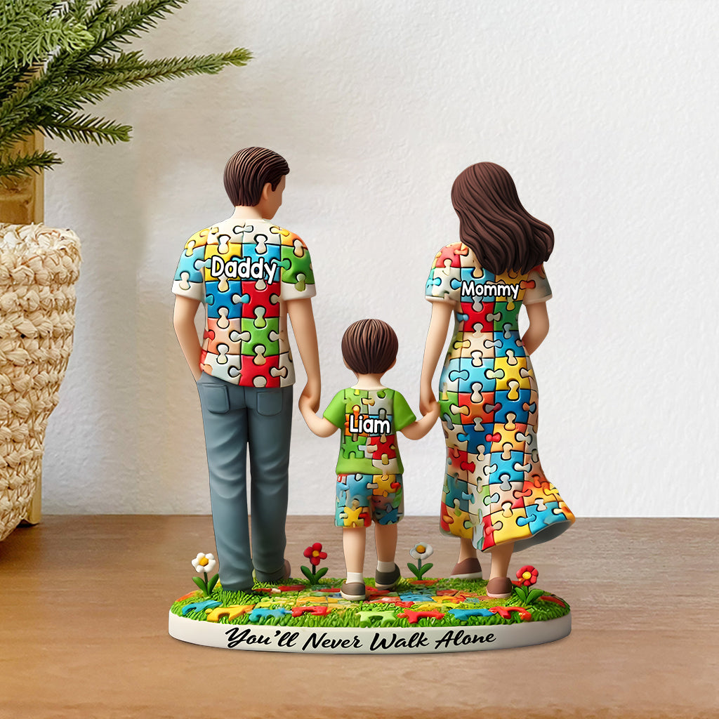 You'll Never Walk Alone - Personalized Autism Awareness Custom Shaped Acrylic Plaque